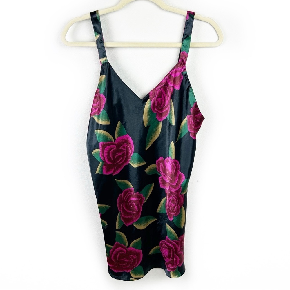 Vintage Kathryn floral rose printed dark romantic slip dress size: L